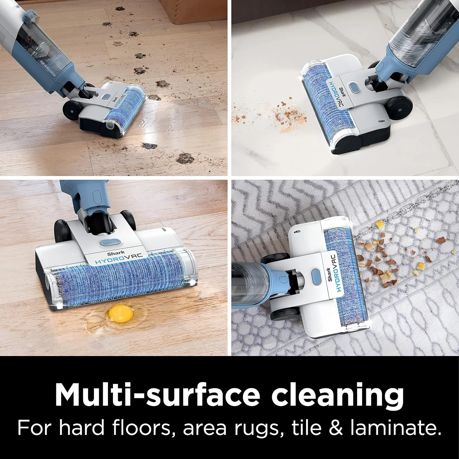 جاروبرقی، تی و سیستم خود تمیز شونده شارژی Shark HydroVac Cordless Pro XL 3-in-1 مدل WD201 با برس ضد میکروبی* و محلول برای سطوح مختلف، چوب سخت، کاشی، مرمر و فرش، آب خالص