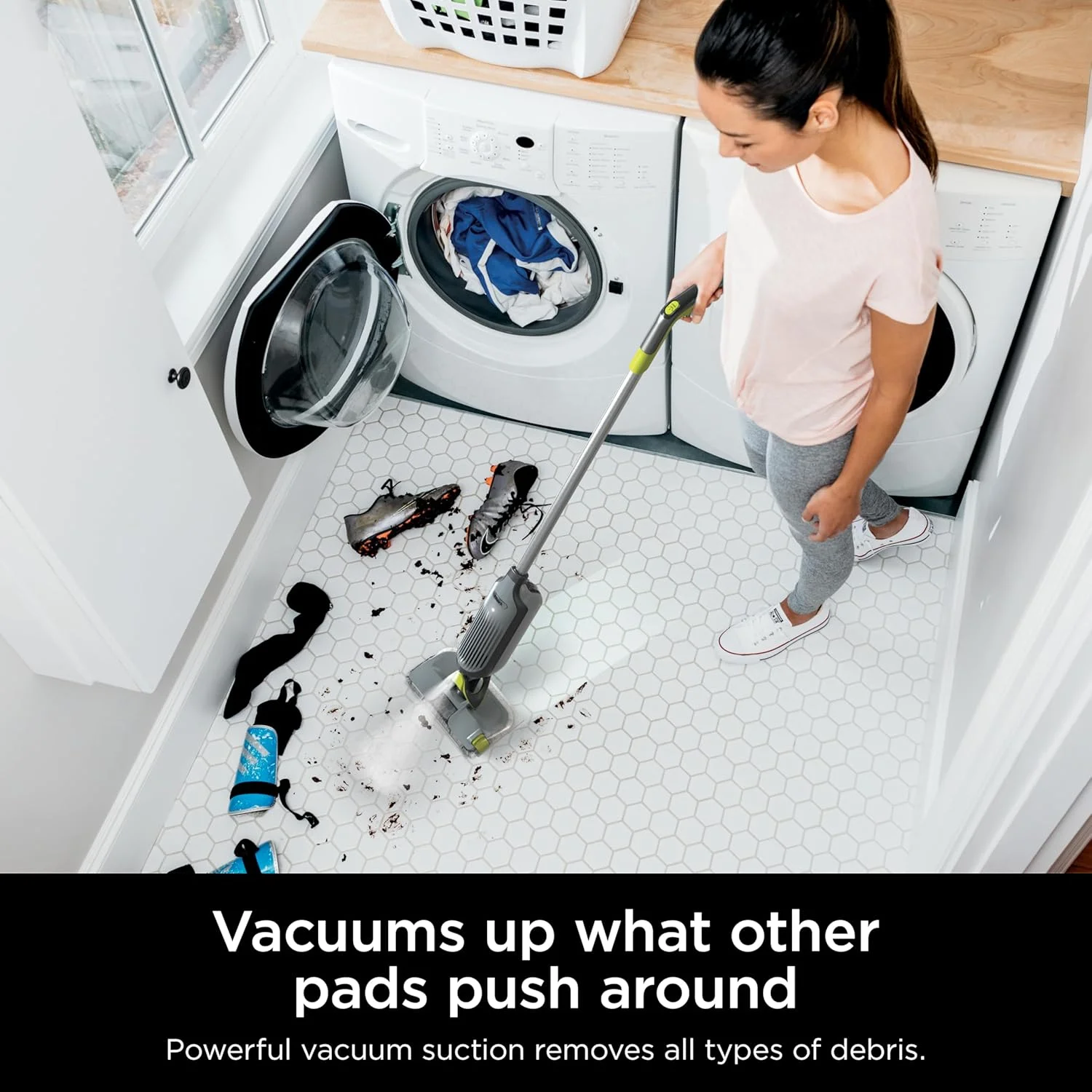 جاروبرقی و تی شارک مدل VM252 VACMOP Pro، خاکستری زغالی، بدون سیم، مناسب سطوح سخت به همراه پد یکبار مصرف