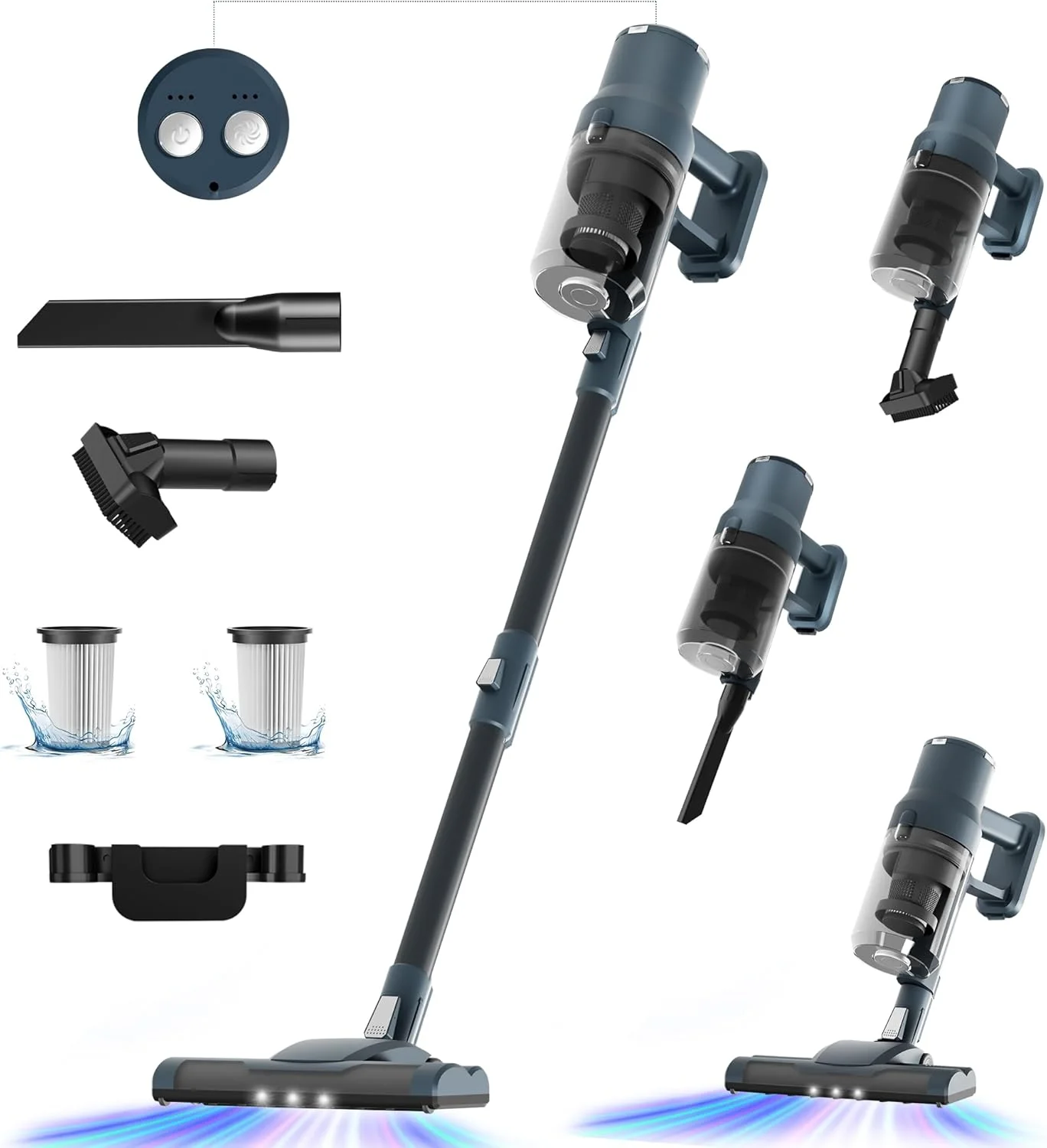 جاروبرقی شارژی SINCHEREU، قدرت مکش 30Kpa/300W/45 دقیقه، جاروبرقی عصایی با باتری قابل جابجایی، شارژ دیواری، وزن سبک 2 کیلوگرمی، ضد گره خوردگی، نورپردازی LED، ظرفیت 1.2 لیتر، جاروبرقی شارژی مناسب آپارتمان های کوچک