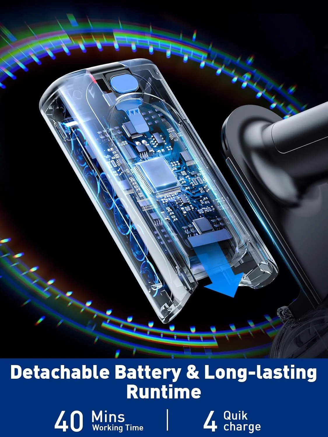 جاروبرقی شارژی سینچر مدل A27B، مکش قدرتمند 28Kpa، باتری قابل جدا شدن با زمان کارکرد 40 دقیقه، 3 حالت قدرت و نمایشگر LED (نسخه پرچمدار آبی)