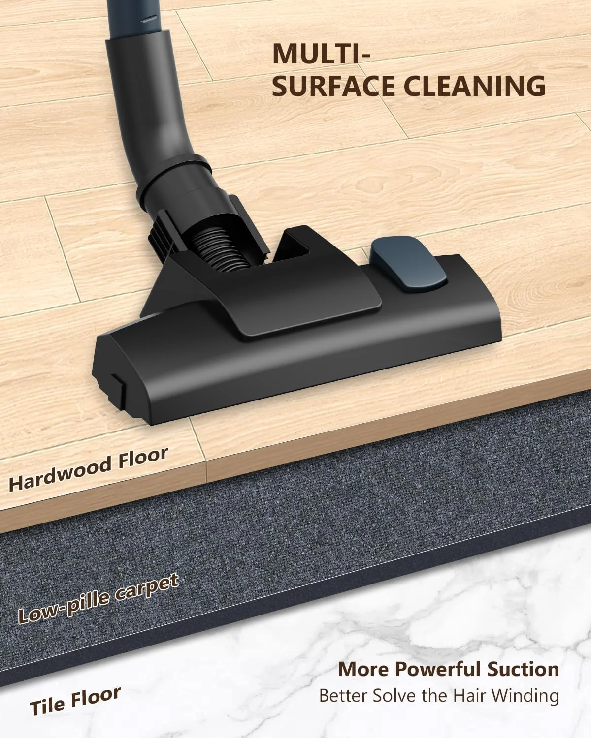جاروبرقی سیمی SINCHEREU با مکش قدرتمند 21KPa، جاروبرقی دستی سبک وزن 3 در 1 با فیلتر HEPA برای کف سخت