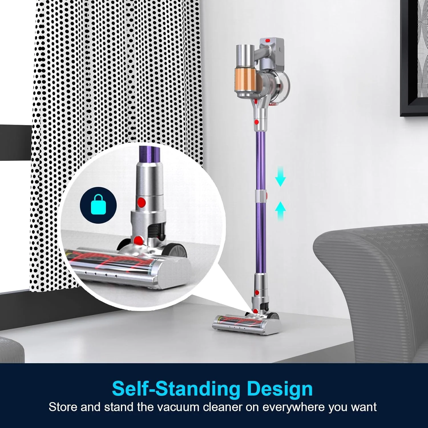 میله تلسکوپی جاروبرقی شارژی آبی مدل K13