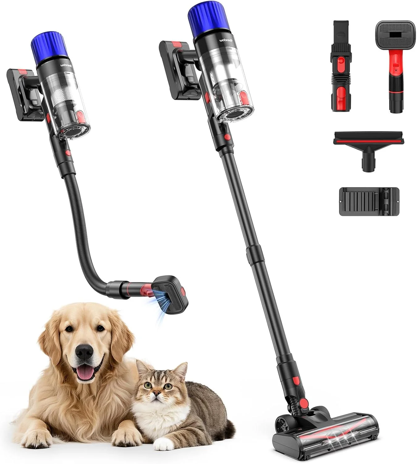 جاروبرقی شارژی Teendow، جاروبرقی عصایی با 50 دقیقه زمان کارکرد برای موی حیوانات خانگی، مکش قدرتمند 500 واتی، قابل شارژ، سبک وزن، جاروبرقی دستی چند منظوره برای فرش، کف سخت، مشکی کربنی