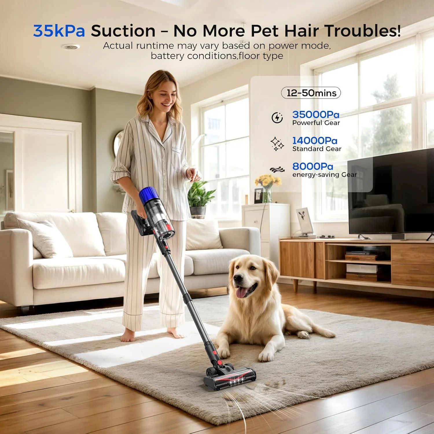 جاروبرقی شارژی Teendow، جاروبرقی عصایی با 50 دقیقه زمان کارکرد برای موی حیوانات خانگی، مکش قدرتمند 500 واتی، قابل شارژ، سبک وزن، جاروبرقی دستی چند منظوره برای فرش، کف سخت، مشکی کربنی