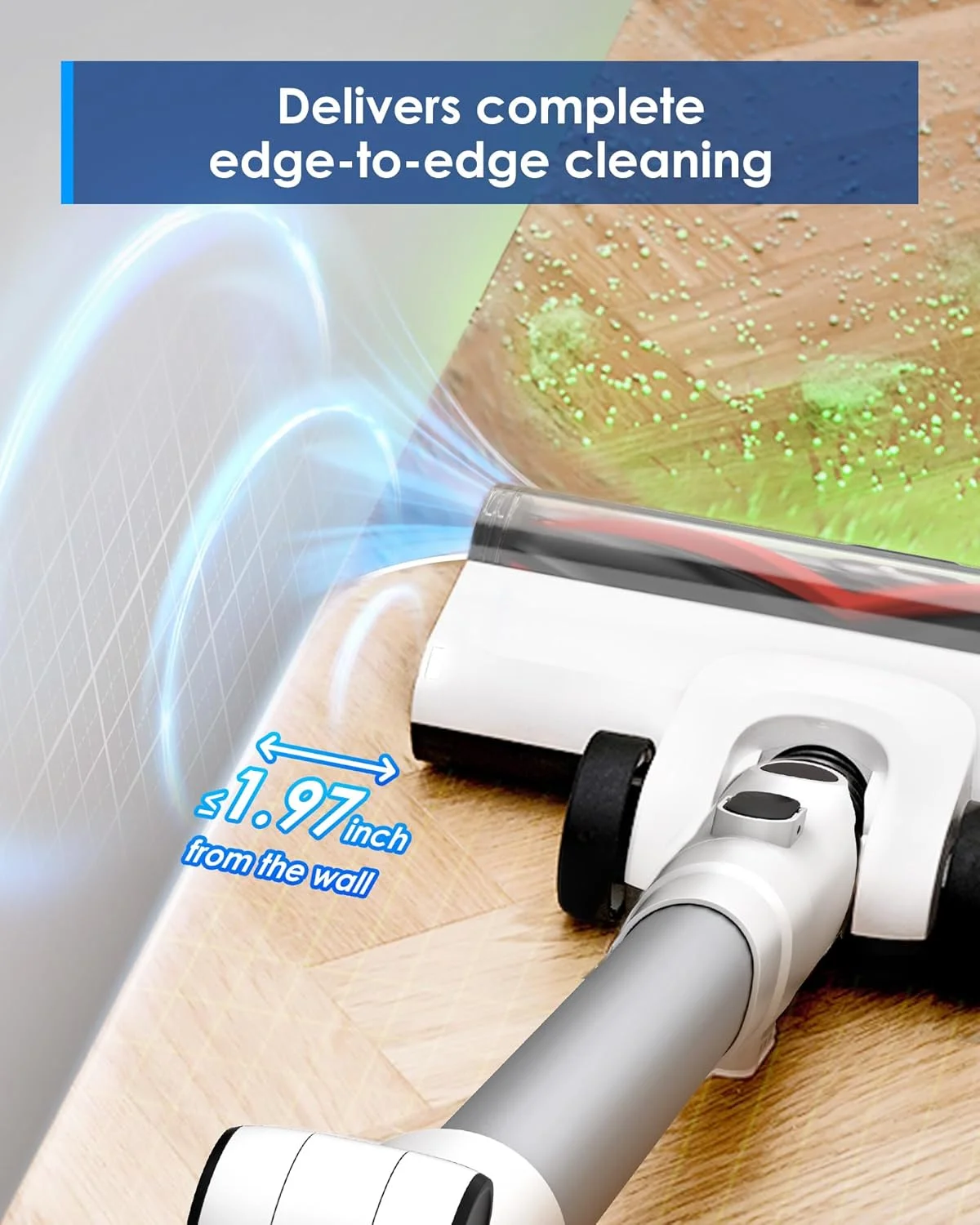 جاروبرقی عصایی بی‌سیم Tineco A50S، مکش 185 واتی، 70 دقیقه زمان کارکرد، مخزن گرد و غبار بزرگتر 1 لیتری، برس قدرت 3DSense، فناوری PureCyclone، به راحتی از پس زباله‌های بزرگ برمی‌آید