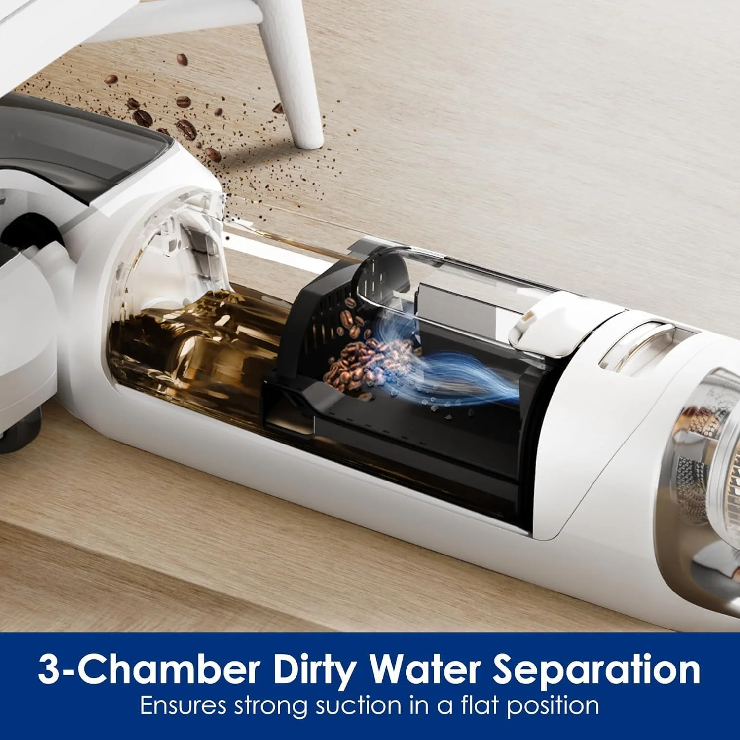 جاروبرقی و تی شوی شارژی و خشک Tineco Floor One S6 Stretch با طراحی 180 درجه تخت، 220 وات با تمیز کردن سه لبه، فناوری حسگر هوشمند iLoop با خود تمیز شونده FlashDry