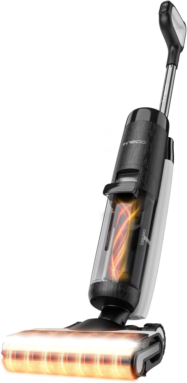 جاروبرقی هوشمند و بی‌سیم خشک و مرطوب Tineco FLOOR ONE S7 FlashDry، زمان کارکرد طولانی، عالی برای تمیز کردن لکه‌های چسبناک، خود تمیز شونده، خشک‌کن هوای گرم 158 درجه فارنهایت، تمیز کردن لبه دو طرفه، عمر باتری طولانی