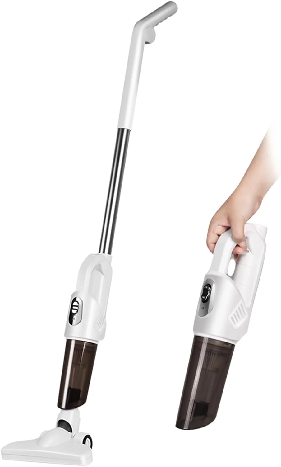 جاروبرقی عصایی و دستی قدرتمند با مکش قوی، مکش ۲۰۰۰۰PA و سرعت چرخش بالا، جاروبرقی دستی با ظرفیت بزرگ برای خانه، دفتر و ماشین، قابل حمل و کم صدا، سریع (نقره ای)