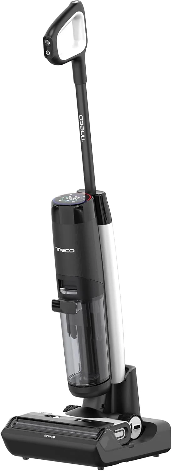 جاروبرقی هوشمند و بی‌سیم خشک و مرطوب Tineco FLOOR ONE S7 FlashDry، زمان کارکرد طولانی، عالی برای تمیز کردن لکه‌های چسبناک، خود تمیز شونده، خشک‌کن هوای گرم 158 درجه فارنهایت، تمیز کردن لبه دو طرفه، عمر باتری طولانی