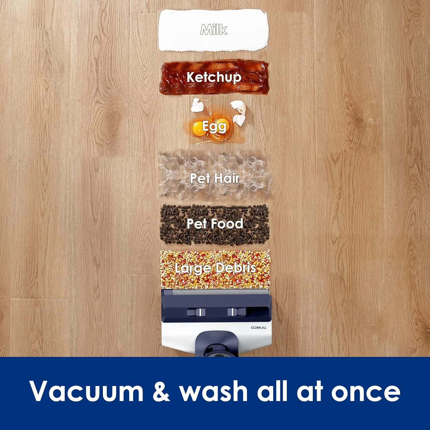 جاروبرقی و تی شوی هوشمند و بی سیم Tineco Floor ONE S5 برای سطوح سخت، نمایشگر دیجیتال، زمان کارکرد طولانی، عالی برای تمیز کردن کثیفی های چسبناک و موی حیوانات خانگی، طراحی کم حجم، آبی