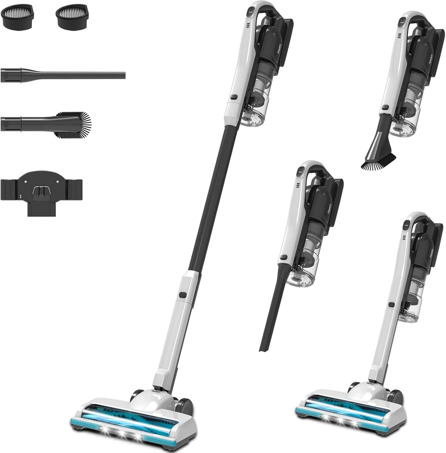 جاروبرقی عصایی بی سیم Prisvacs، مکش قدرتمند 25Kpa، فوق سبک، ایستاده، ضد گره خوردگی، شارژ سریع، مناسب برای کف سخت، فرش، موی حیوانات خانگی