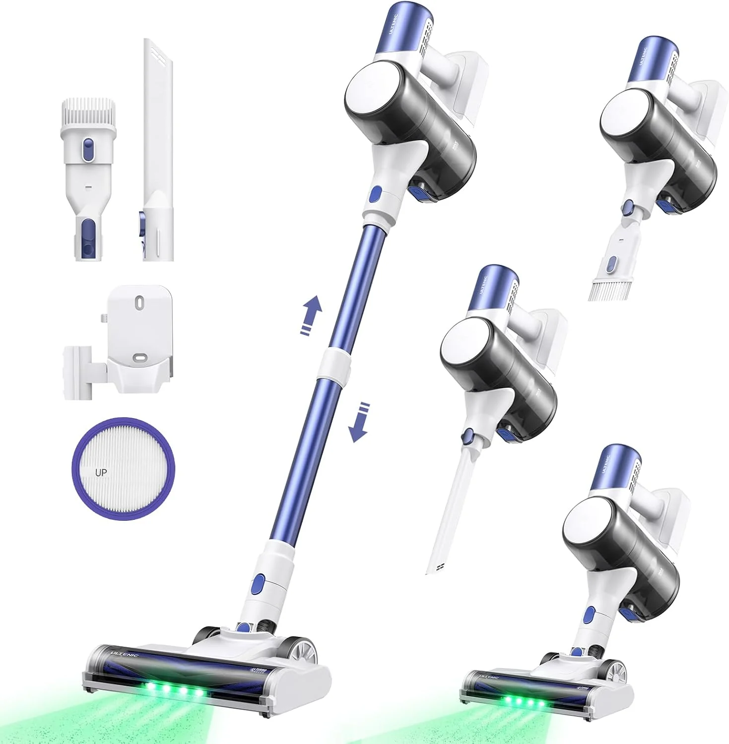 جاروبرقی عصایی شارژی اولتنیک، قدرت مکش 45KPa، توان 500 وات، حداکثر زمان کارکرد 40 دقیقه، طراحی ایستاده با مخزن 1.5 لیتری، مناسب برای خانه، موی حیوانات خانگی و سطوح سخت، مدل U10