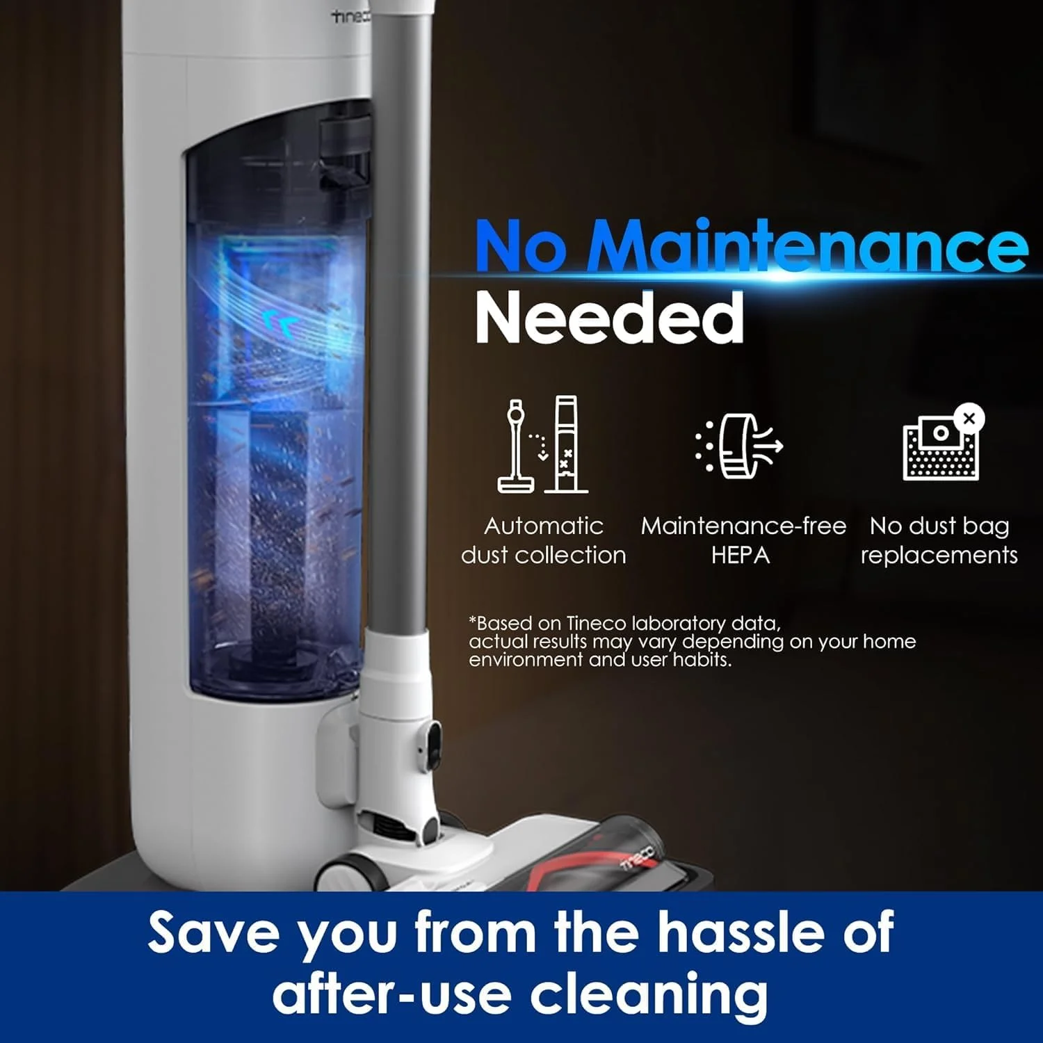 جاروبرقی عصایی تینکو مدل Pure One Station 5، پایه تخلیه خودکار گرد و غبار بدون سیم، تمیز کردن کامل مسیر، حسگر هوشمند iLoop، مناسب برای کف سخت و فرش، خاکستری