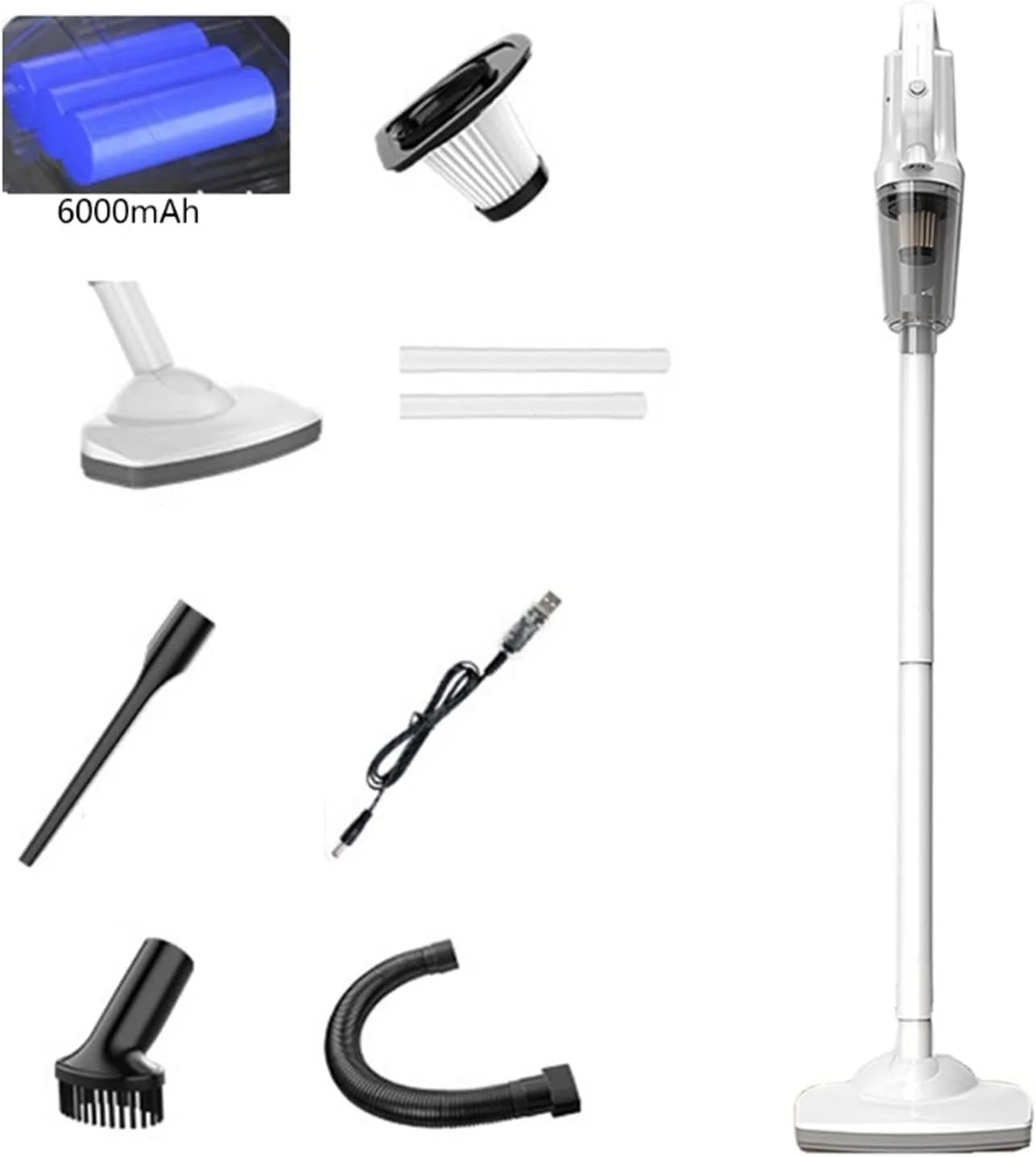 جاروبرقی قابل حمل بی سیم، مناسب برای تمیز کردن منزل و ماشین، جاروبرقی پرقدرت 12000PA با مکش قوی و شارژ USB