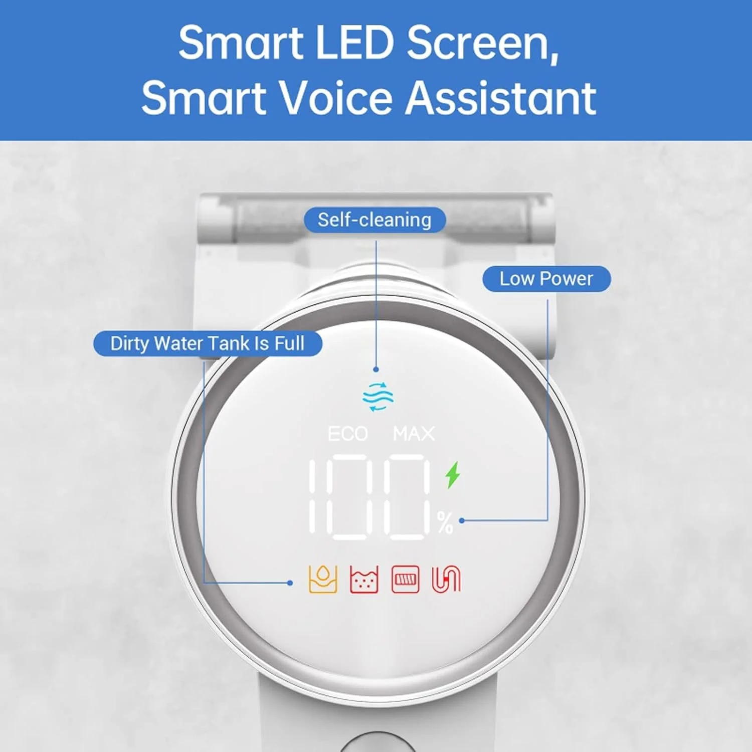 جاروبرقی نظافة، جاروبرقی آبی و مرطوب بی سیم برای منزل، پاک کننده های خانگی قابل حمل بی سیم با قابلیت تمیز کردن خودکار 900 میلی لیتر (EU)