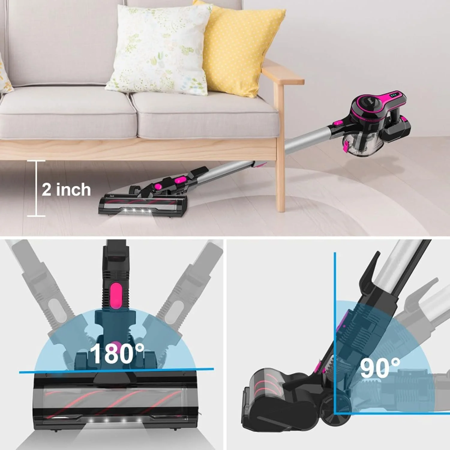 جاروبرقی بی سیم 4 در 1، جاروبرقی دستی با مخزن گرد و غبار بزرگ 1.2 لیتری، برس چند منظوره برای حیوانات خانگی جاروبرقی بی سیم 4 در 1، جاروبرقی دستی با مخزن گرد و غبار بزرگ 1.2 لیتری، برس چند منظوره برای حیوانات خانگی