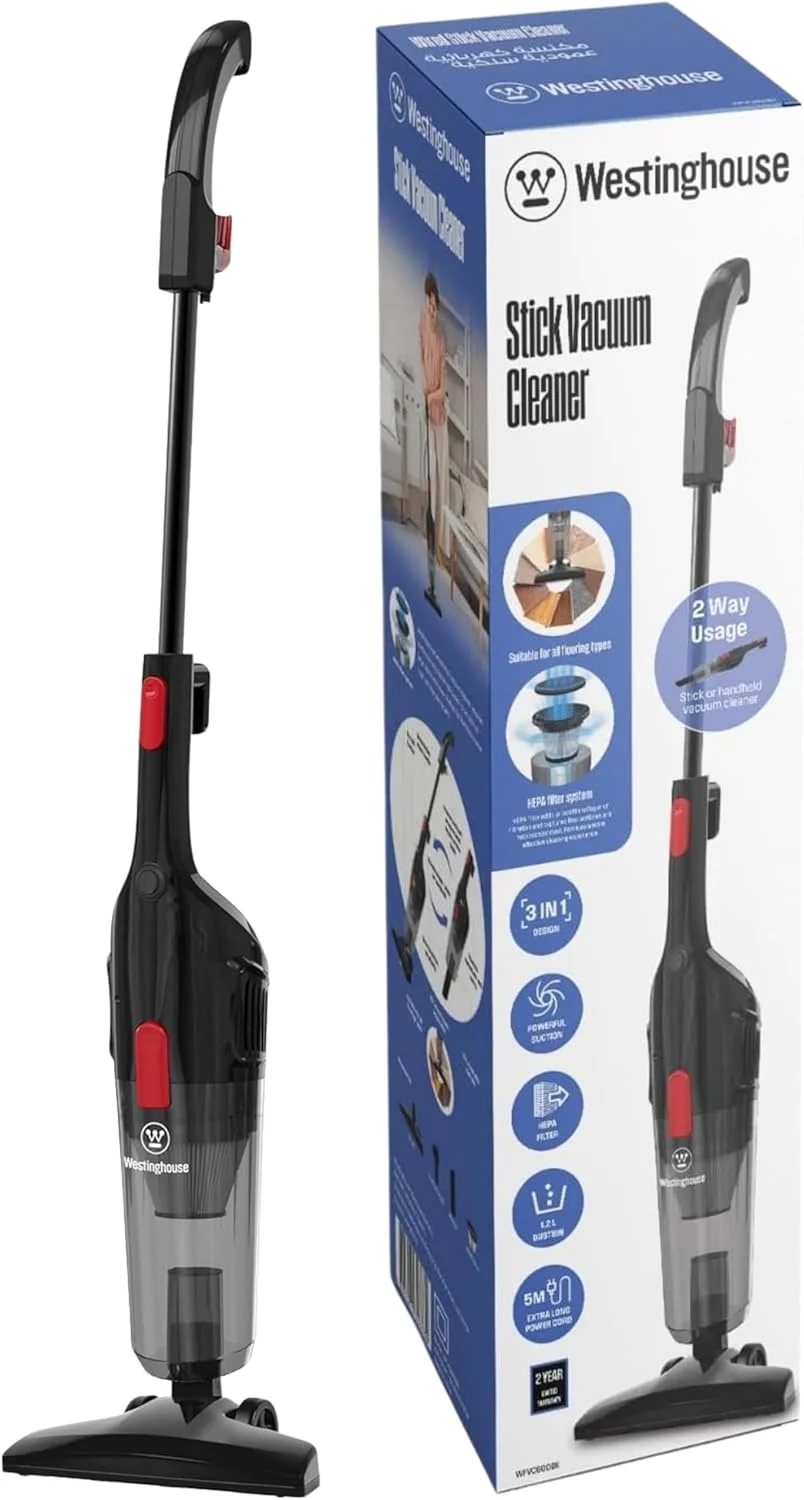 جاروبرقی عصایی 3 در 1 وستینگهاوس آمریکا - مشکی - 600 وات ایستاده و دستی - مکش 17Kpa، طراحی سبک، ظرفیت گرد و غبار 1.2 لیتری (نسخه امارات) جاروبرقی عصایی 3 در 1 وستینگهاوس آمریکا - مشکی - 600 وات ایستاده و دستی - مکش 17Kpa، طراحی سبک، ظرفیت گرد و غبار 1.2 لیتری (نسخه امارات)