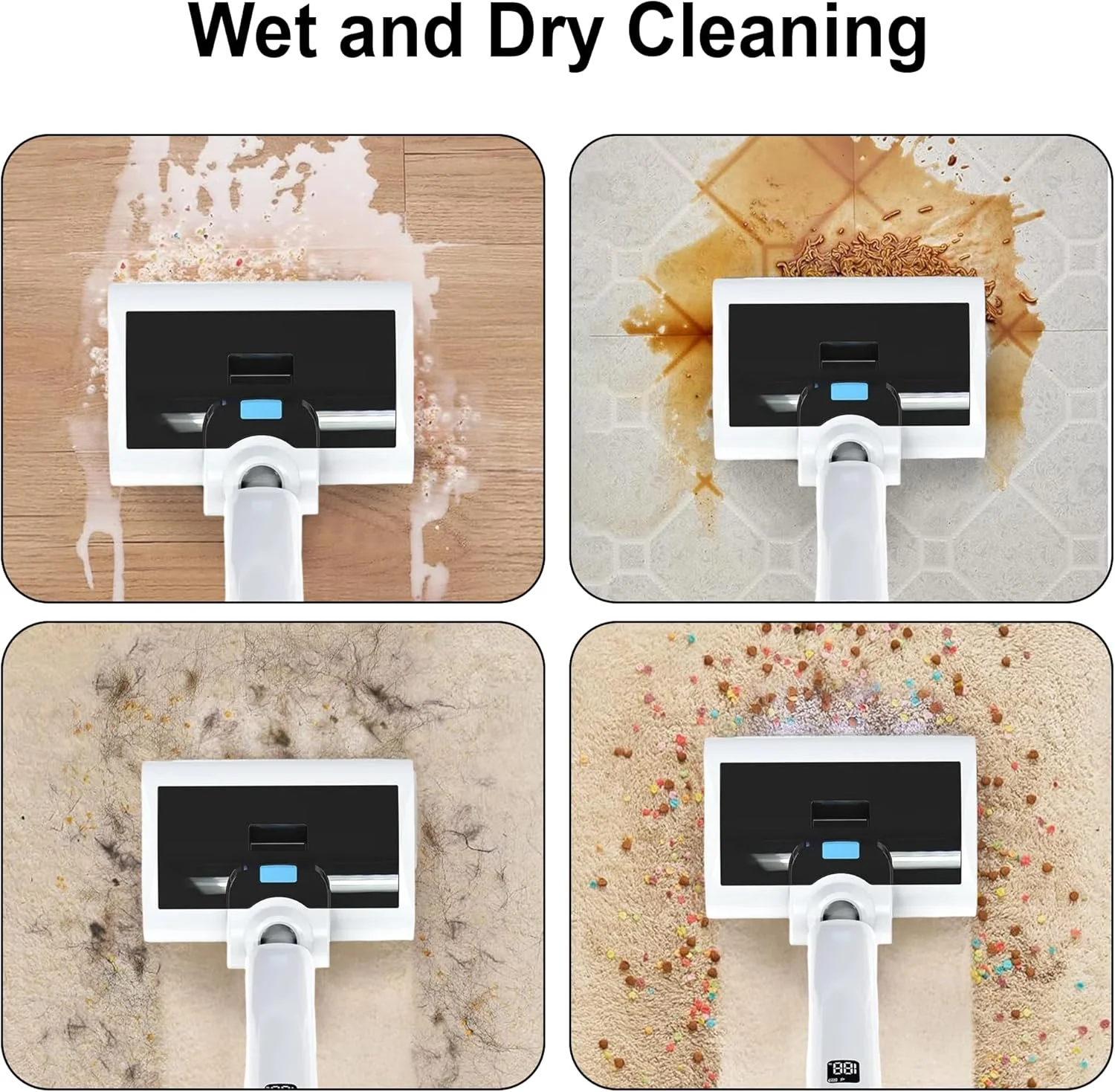 جاروبرقی شارژی تر و خشک با قدرت 20 وات - دارای دو مخزن آب، عملکرد خود تمیز شونده و 40-60 دقیقه زمان کارکرد - باتری 2600 میلی آمپر ساعتی - ایده آل برای موی حیوانات خانگی و سطوح سخت