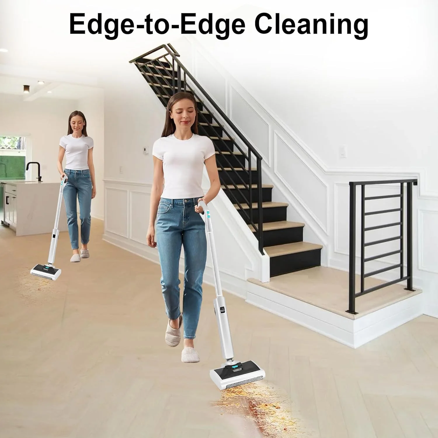 جاروبرقی شارژی تر و خشک با قدرت 20 وات - دارای دو مخزن آب، عملکرد خود تمیز شونده و 40-60 دقیقه زمان کارکرد - باتری 2600 میلی آمپر ساعتی - ایده آل برای موی حیوانات خانگی و سطوح سخت