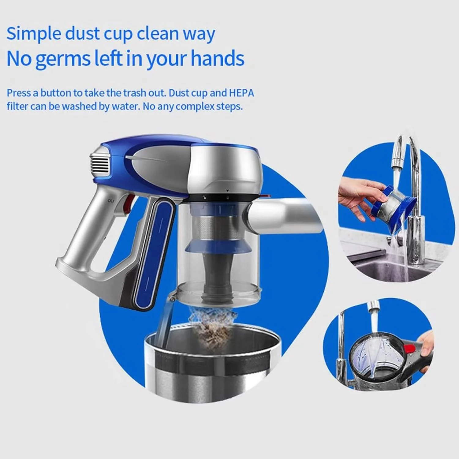 جاروبرقی بی سیم قابل حمل YHUAEE برای منزل، جاروبرقی با قدرت مکش و ظروف قابل جابجایی، لوازم خانگی هوشمند جاروبرقی بی سیم قابل حمل YHUAEE برای منزل، جاروبرقی با قدرت مکش و ظروف قابل جابجایی، لوازم خانگی هوشمند