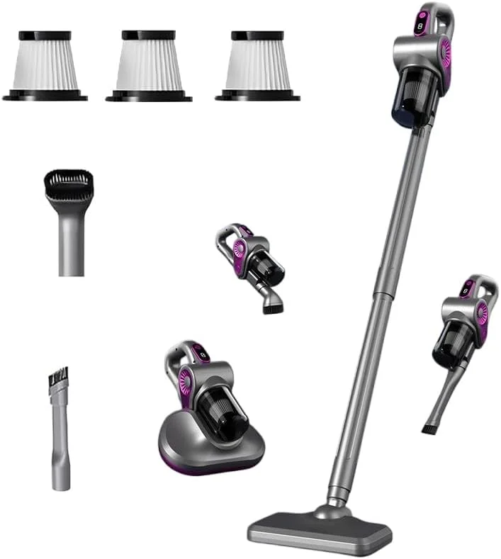 جاروبرقی باتری دار یاسیر با قابلیت حذف کنه، جاروبرقی 4 در 1 بی سیم با عملکرد تمیز کردن، جاروبرقی عصایی بدون کیسه برای خانه، برای کف های سخت، فرش، موی حیوانات خانگی و ماشین جاروبرقی باتری دار یاسیر با قابلیت حذف کنه، جاروبرقی 4 در 1 بی سیم با عملکرد تمیز کردن، جاروبرقی عصایی بدون کیسه برای خانه، برای کف های سخت، فرش، موی حیوانات خانگی و ماشین