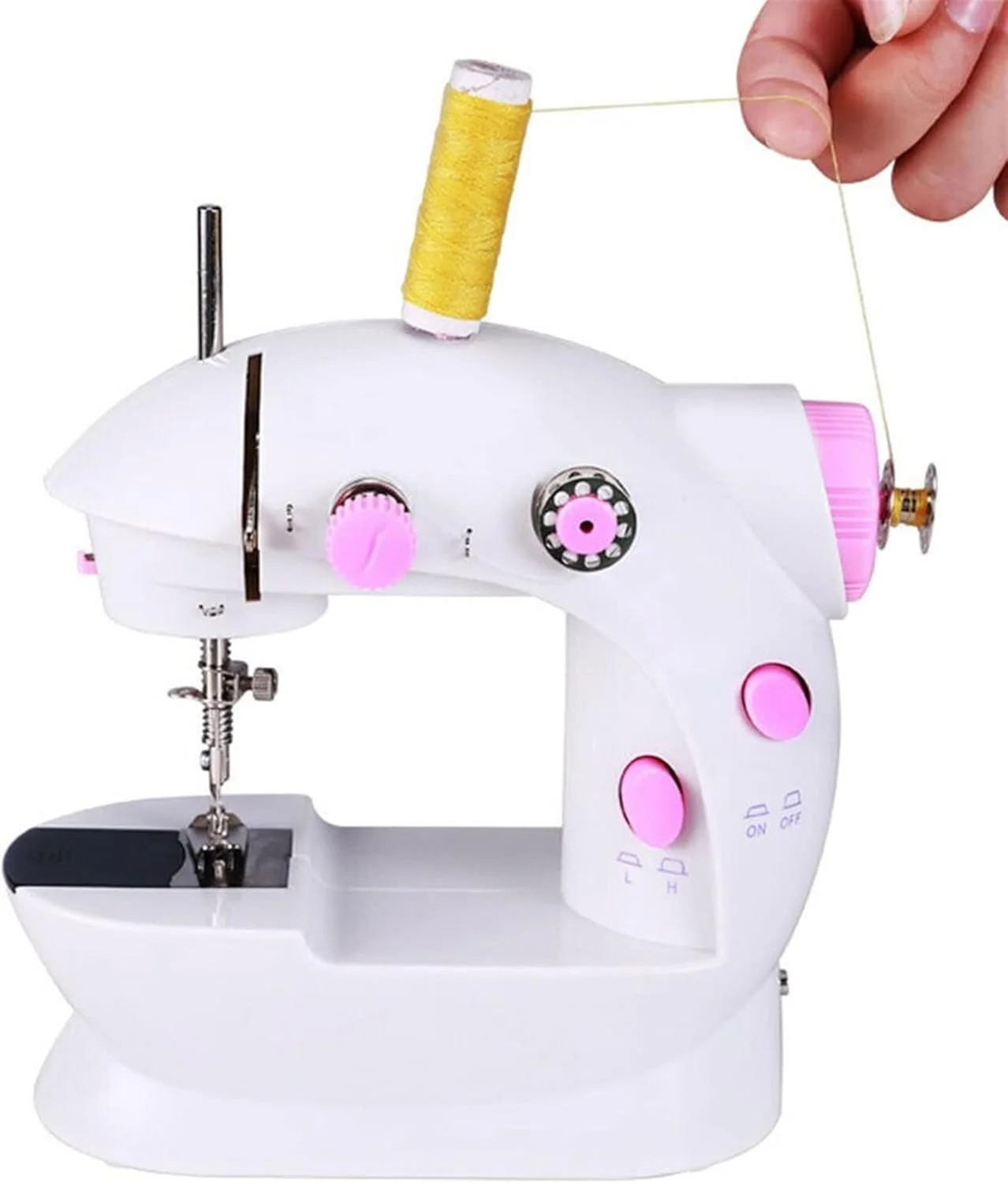چرخ خیاطی مینی، مناسب لباس، شلوار، جوراب، دارای دو سرعت و ابزار خیاطی