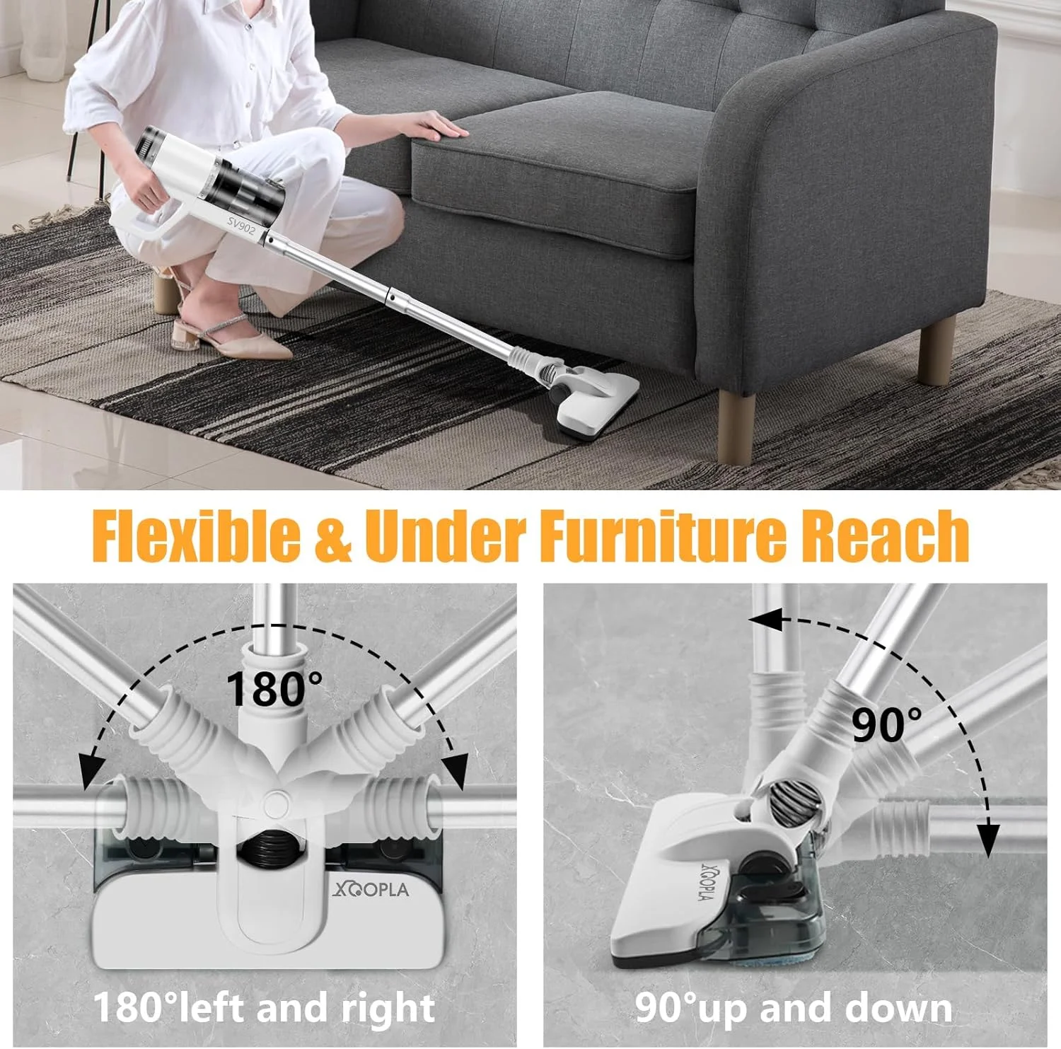 جاروبرقی عصایی Xoopla، جاروبرقی و تی دو منظوره با سیم 5 متری، مکش قدرتمند 800 واتی 24Kpa، جاروبرقی دستی سبک و کم صدا برای تمیز کردن چوب سخت، کاشی، مرمر و فرش جاروبرقی عصایی Xoopla، جاروبرقی و تی دو منظوره با سیم 5 متری، مکش قدرتمند 800 واتی 24Kpa، جاروبرقی دستی سبک و کم صدا برای تمیز کردن چوب سخت، کاشی، مرمر و فرش