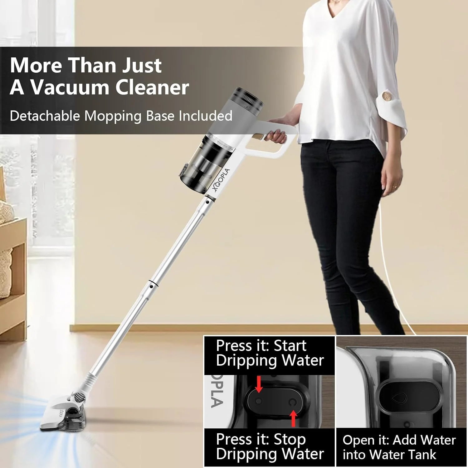 جاروبرقی عصایی Xoopla، جاروبرقی و تی دو منظوره سیمی مرطوب و خشک با مکش قدرتمند 800 واتی 24Kpa، جاروبرقی دستی سبک و کم صدا برای تمیز کردن چوب سخت، کاشی، مرمر و فرش جاروبرقی عصایی Xoopla، جاروبرقی و تی دو منظوره سیمی مرطوب و خشک با مکش قدرتمند 800 واتی 24Kpa، جاروبرقی دستی سبک و کم صدا برای تمیز کردن چوب سخت، کاشی، مرمر و فرش