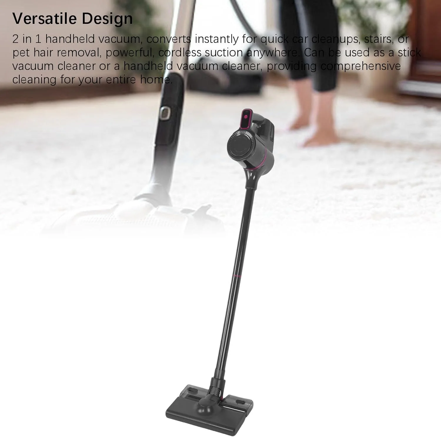 جاروبرقی شارژی Zhjvihx، جاروبرقی سبک با باتری قابل شارژ 2000 میلی آمپر ساعتی و مکش قدرتمند 15000 پاسکال، مناسب برای کف سخت خانه، فرش کم پرز و موی حیوانات خانگی جاروبرقی شارژی Zhjvihx، جاروبرقی سبک با باتری قابل شارژ 2000 میلی آمپر ساعتی و مکش قدرتمند 15000 پاسکال، مناسب برای کف سخت خانه، فرش کم پرز و موی حیوانات خانگی