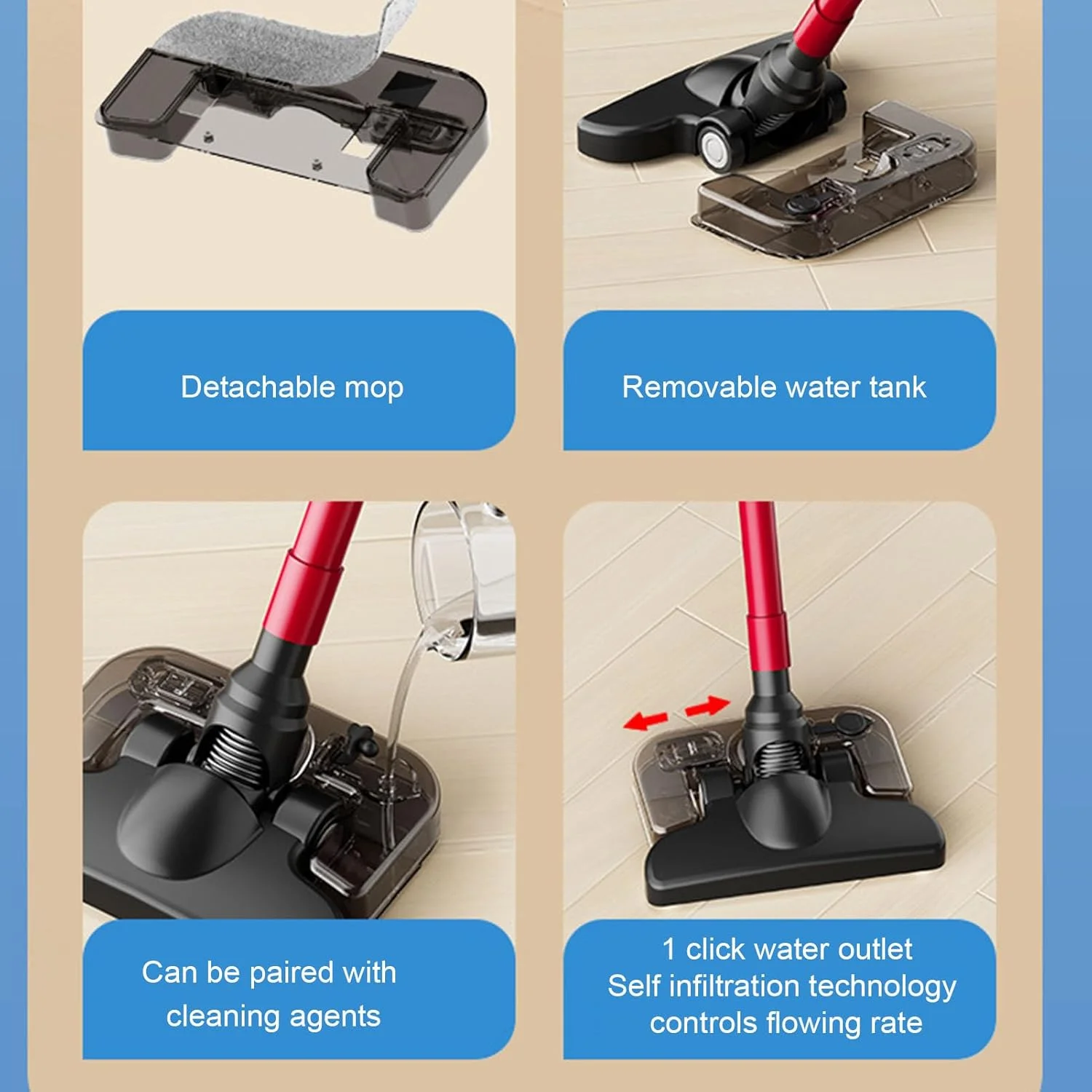 جاروبرقی و تی برقی شارژی، قدرت مکش 4000pa، سبک وزن، مناسب برای تمیز کردن عمیق کفهای سخت، لکههای چسبناک و موی حیوانات خانگی جاروبرقی و تی برقی شارژی، قدرت مکش 4000pa، سبک وزن، مناسب برای تمیز کردن عمیق کفهای سخت، لکههای چسبناک و موی حیوانات خانگی