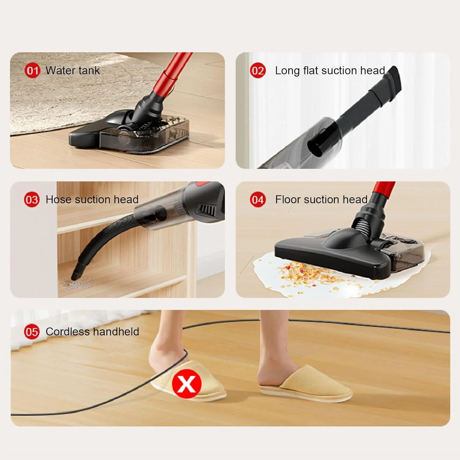 جاروبرقی و تی برقی شارژی، قدرت مکش 4000pa، سبک وزن، مناسب برای تمیز کردن عمیق کفهای سخت، لکههای چسبناک و موی حیوانات خانگی جاروبرقی و تی برقی شارژی، قدرت مکش 4000pa، سبک وزن، مناسب برای تمیز کردن عمیق کفهای سخت، لکههای چسبناک و موی حیوانات خانگی