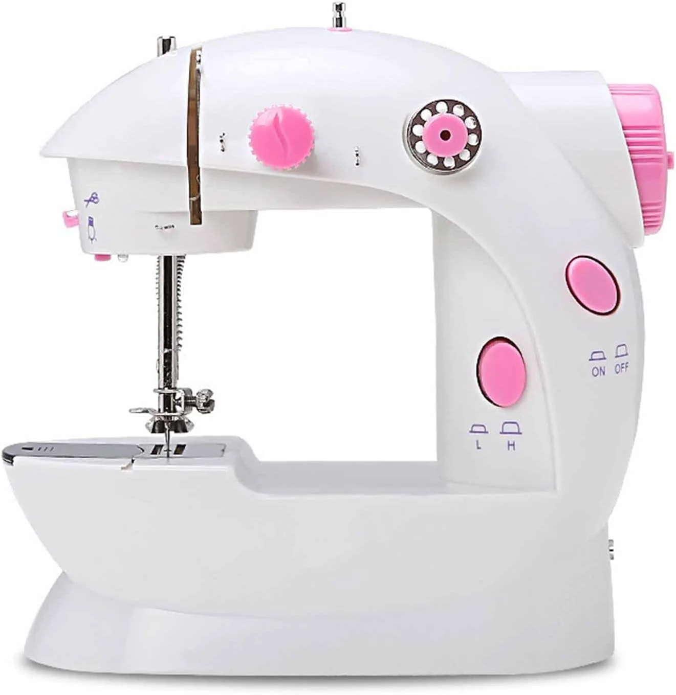 چرخ خیاطی کوچک، چرخ خیاطی برقی قابل حمل دو سرعته با نخ دوبل، چند منظوره خانگی با چراغ و پدال پا برای مسافرت و مبتدی چرخ خیاطی کوچک، چرخ خیاطی برقی قابل حمل دو سرعته با نخ دوبل، چند منظوره خانگی با چراغ و پدال پا برای مسافرت و مبتدی