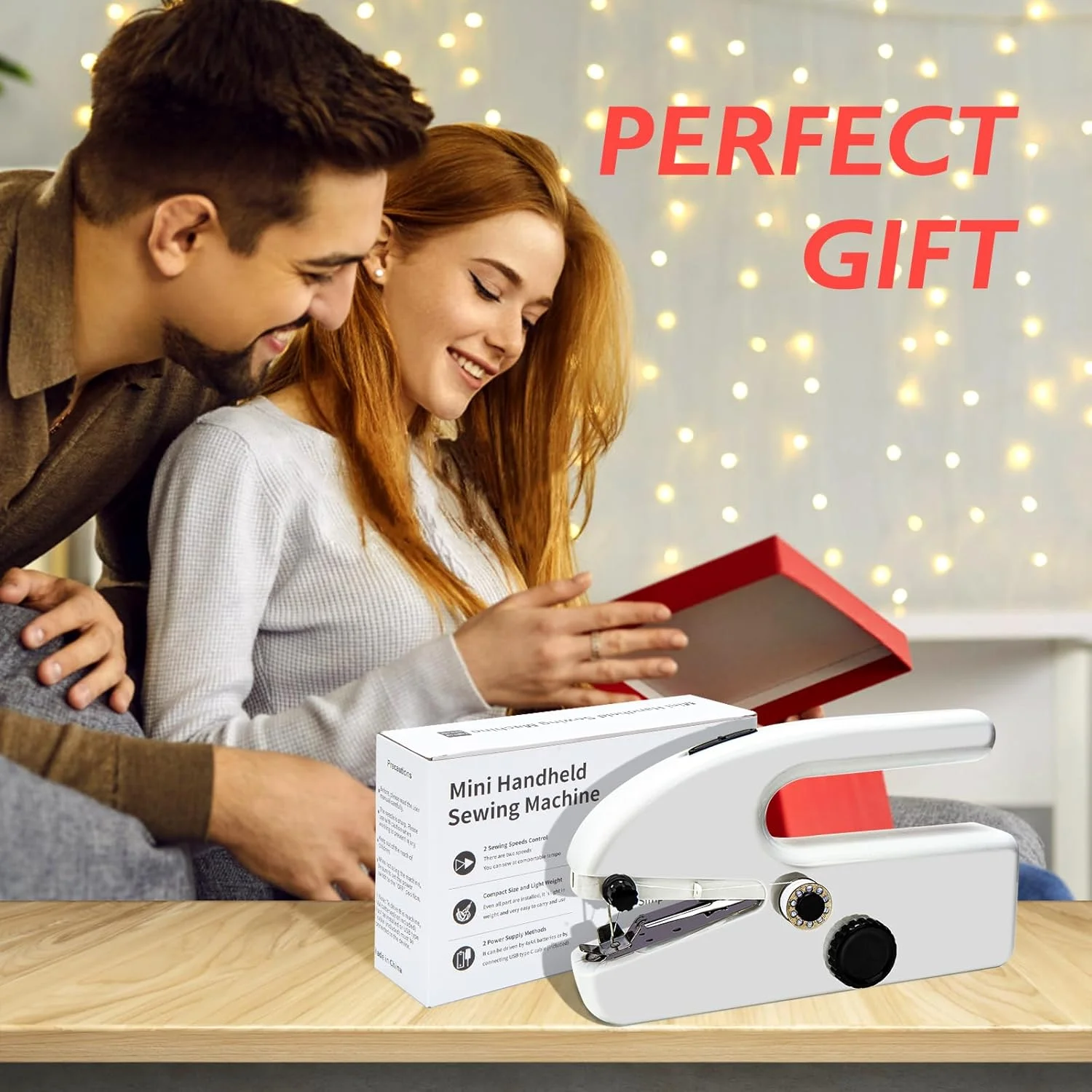 چرخ خیاطی کوچک با لوازم جانبی خیاطی، چرخ خیاطی قابل حمل شارژی، ابزار دوخت سریع الکتریکی قابل حمل برای مصارف خانگی، برای دوخت لباس، پرده، DIY خانه و مسافرت