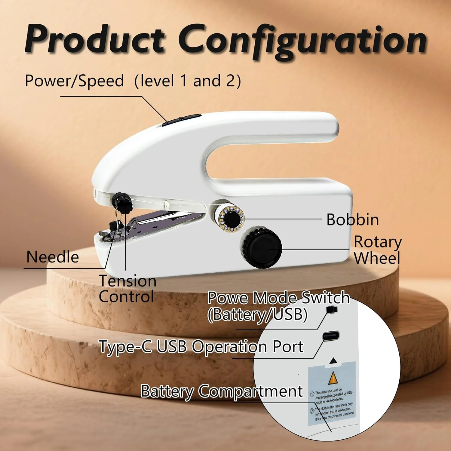 چرخ خیاطی کوچک با لوازم جانبی خیاطی، چرخ خیاطی قابل حمل شارژی، ابزار دوخت سریع الکتریکی قابل حمل برای مصارف خانگی، برای دوخت لباس، پرده، DIY خانه و مسافرت