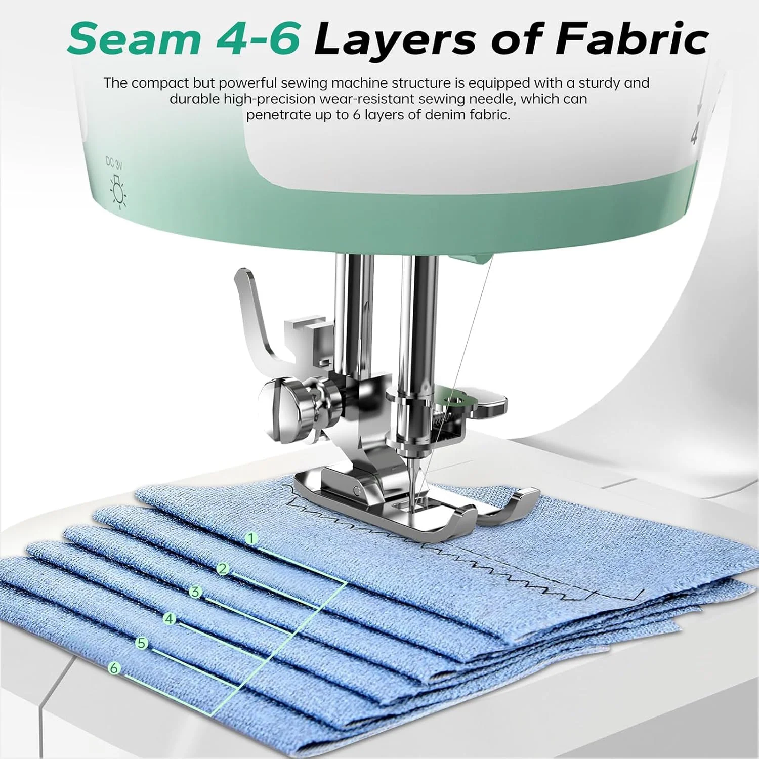 چرخ خیاطی قابل حمل Angju، چرخ خیاطی برقی کوچک برای مبتدیان، چرخ خیاطی دو سوزنه 2 سرعته 2 نخ با 16 مدل دوخت، دوخت معکوس، کیت خیاطی با پدال پا برای مصارف خانگی