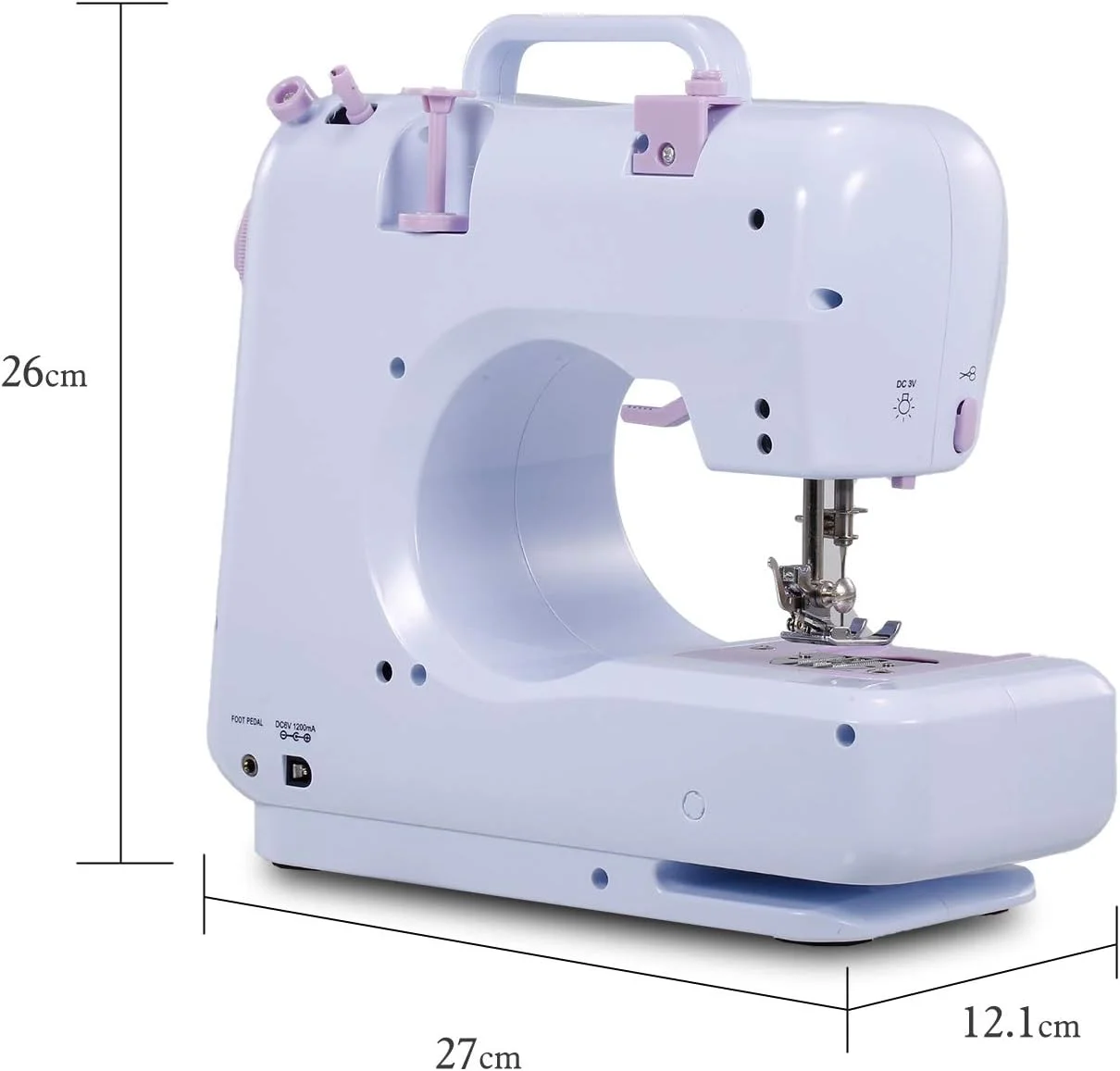 چرخ خیاطی برقی قابل حمل خانگی، مناسب برای کارهای دستی، تعمیرات و خیاطی آسان، مینی چرخ خیاطی با 12 مدل دوخت و 2 سرعت به همراه پدال پایی، ایده آل برای مبتدیان