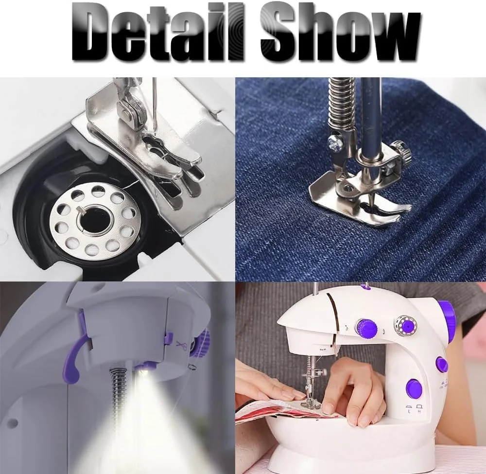 چرخ خیاطی کوچک Azonee، چرخ خیاطی برقی کوچک قابل حمل با سرعت دوگانه برای مبتدیان، چراغ، کیت خیاطی برای کودکان، دختران، مصارف خانگی و مسافرت