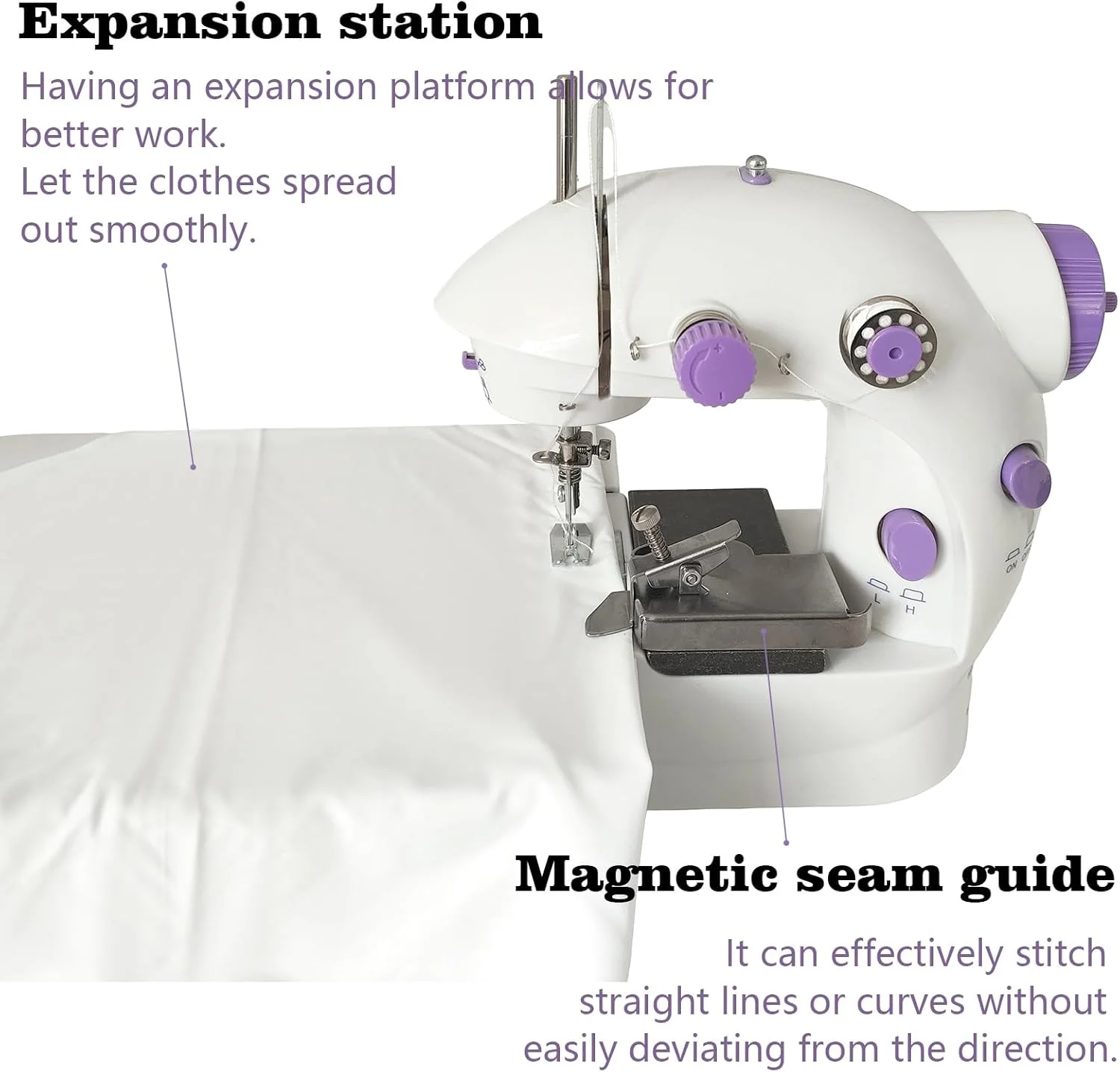 چرخ خیاطی ساده مبتدی، ارتقا یافته به نسخه حرفه ای، مجهز به میز مغناطیسی و ابزار کمکی موقعیت یابی خیاطی، کیت لوازم جانبی خیاطی ارائه شده (64 قطعه)