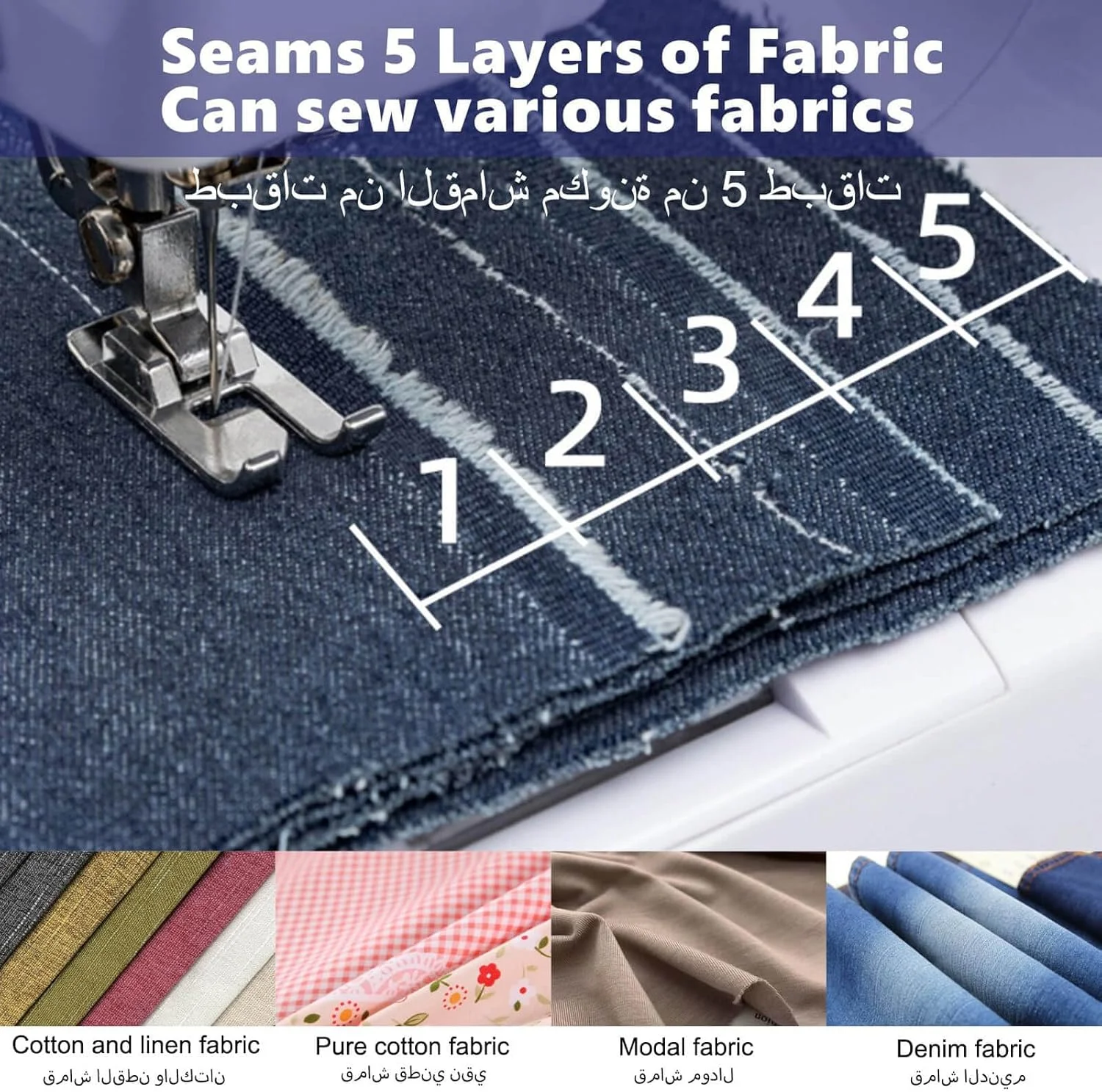 چرخ خیاطی کوچک قابل حمل برقی با 12 مدل دوخت داخلی، دو سرعته با پدال پایی و 6 پایه فشاری قابل تعویض و لوازم خیاطی