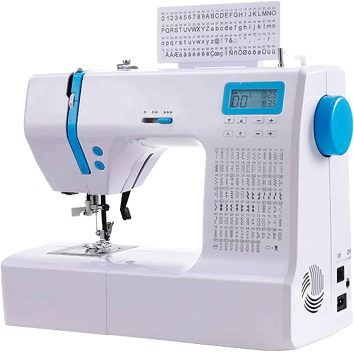 چرخ خیاطی الکترونیکی خانگی قابل حمل BOREST با 200 نوع دوخت، نمایشگر LCD، سه سطح قابل تنظیم، نخ کردن اتوماتیک، چراغ شب LED و لوازم جانبی مختلف LEOWE