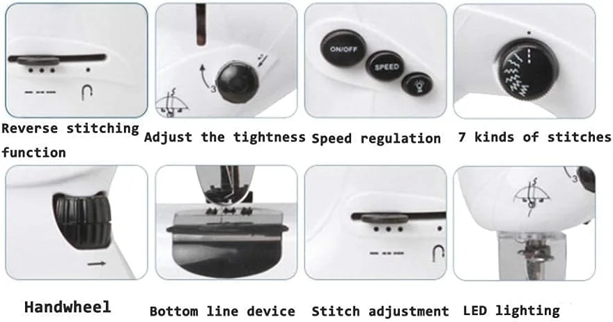 چرخ خیاطی برقی کوچک قابل حمل BREAUX، مناسب برای مبتدیان، استفاده خانگی، سرعت بالا و پایین، دارای چراغ LED داخلی چرخ خیاطی برقی کوچک قابل حمل BREAUX، مناسب برای مبتدیان، استفاده خانگی، سرعت بالا و پایین، دارای چراغ LED داخلی