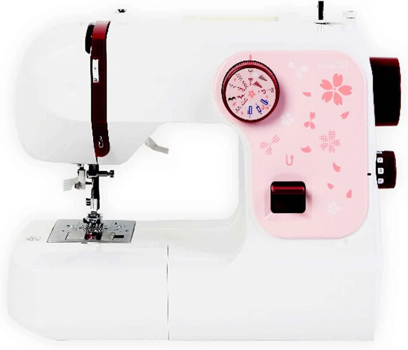 چرخ خیاطی کوچک برقی خانگی قابل حمل BOREST، چرخ خیاطی چند منظوره، 12 نوع دوخت، نخ کشی اتوماتیک، نور LED، لوازم جانبی مختلف LEOWE