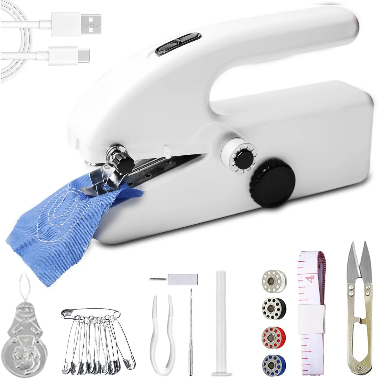 چرخ خیاطی برقی کوچک، چرخ خیاطی دستی با لوازم خیاطی، چرخ خیاطی دستی قابل حمل، 2 حالت، کارکرد با USB/باتری برای لباس، پرده، چرم، DIY برای مبتدیان و تعمیرات سریع چرخ خیاطی برقی کوچک، چرخ خیاطی دستی با لوازم خیاطی، چرخ خیاطی دستی قابل حمل، 2 حالت، کارکرد با USB/باتری برای لباس، پرده، چرم، DIY برای مبتدیان و تعمیرات سریع