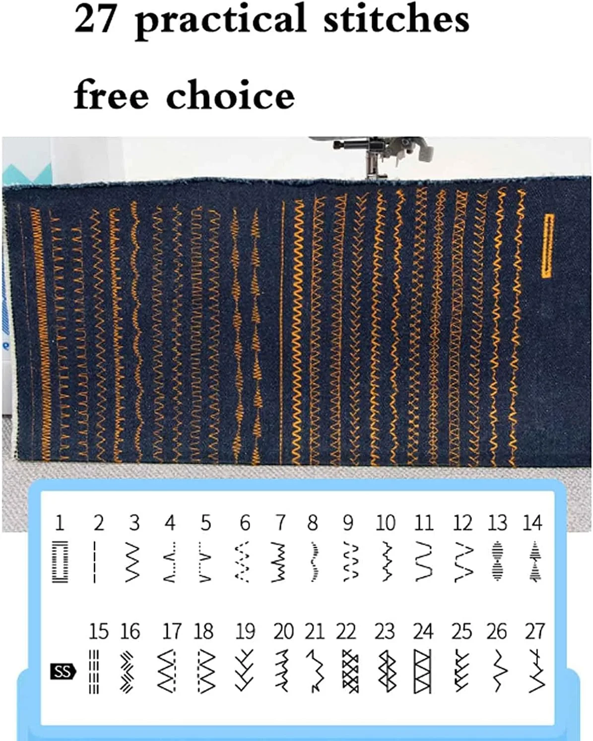 چرخ خیاطی دستی برقی قابل حمل کوچک BOREST، دارای ۲۷ نوع دوخت، قابلیت دوخت ۸ لایه ضخیم، نخکشی اتوماتیک، دارای پدال، میز کمکی، مناسب برای انواع پارچه LEOWE چرخ خیاطی دستی برقی قابل حمل کوچک BOREST، دارای ۲۷ نوع دوخت، قابلیت دوخت ۸ لایه ضخیم، نخکشی اتوماتیک، دارای پدال، میز کمکی، مناسب برای انواع پارچه LEOWE