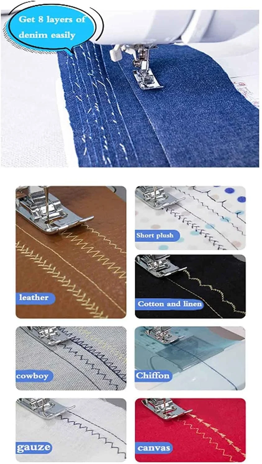 چرخ خیاطی دستی برقی قابل حمل کوچک BOREST، دارای ۲۷ نوع دوخت، قابلیت دوخت ۸ لایه ضخیم، نخکشی اتوماتیک، دارای پدال، میز کمکی، مناسب برای انواع پارچه LEOWE چرخ خیاطی دستی برقی قابل حمل کوچک BOREST، دارای ۲۷ نوع دوخت، قابلیت دوخت ۸ لایه ضخیم، نخکشی اتوماتیک، دارای پدال، میز کمکی، مناسب برای انواع پارچه LEOWE