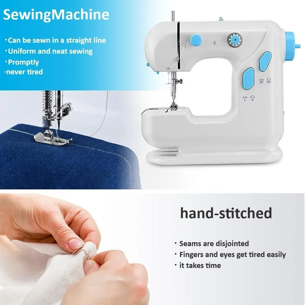 چرخ خیاطی دو سرعته با پدال – سردوز خانگی کوچک قابل حمل، دو سرعته، دو نخ، سفید چرخ خیاطی دو سرعته با پدال – سردوز خانگی کوچک قابل حمل، دو سرعته، دو نخ، سفید