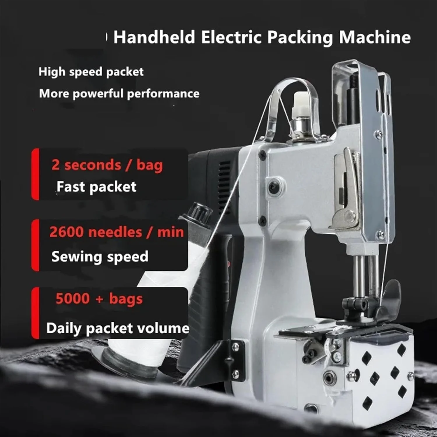 دستگاه بسته بندی کیسه ای برقی دستی، مناسب برای کیسه های بافته شده، پارچه های نبافته، کیسه های کاغذی کرافت، خیاطی آسان دستگاه بسته بندی کیسه ای برقی دستی، مناسب برای کیسه های بافته شده، پارچه های نبافته، کیسه های کاغذی کرافت، خیاطی آسان