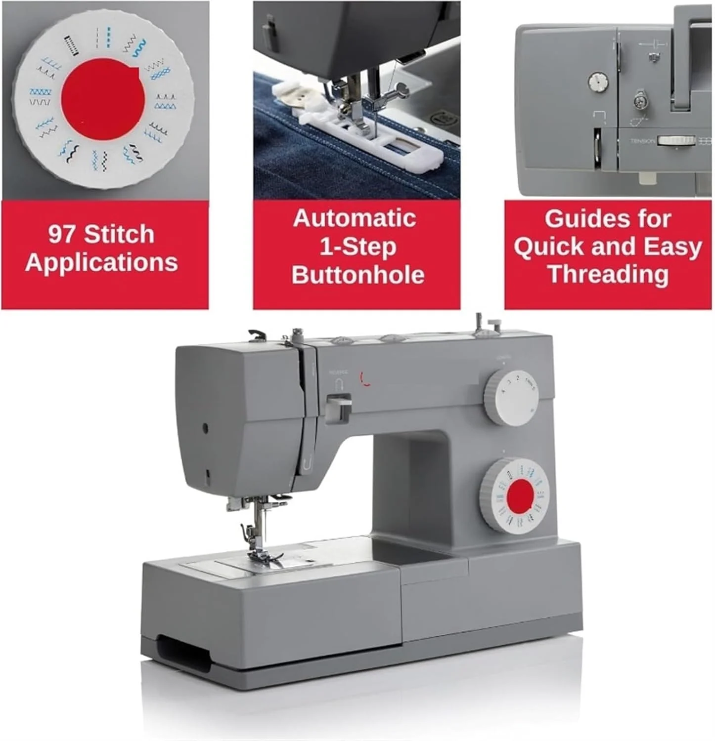 چرخ خیاطی سنگین با کیت لوازم جانبی شامل ۹۷ طرح دوخت، ساده، آسان برای استفاده و عالی برای مبتدیان، خیاطی آسان شد چرخ خیاطی سنگین با کیت لوازم جانبی شامل ۹۷ طرح دوخت، ساده، آسان برای استفاده و عالی برای مبتدیان، خیاطی آسان شد