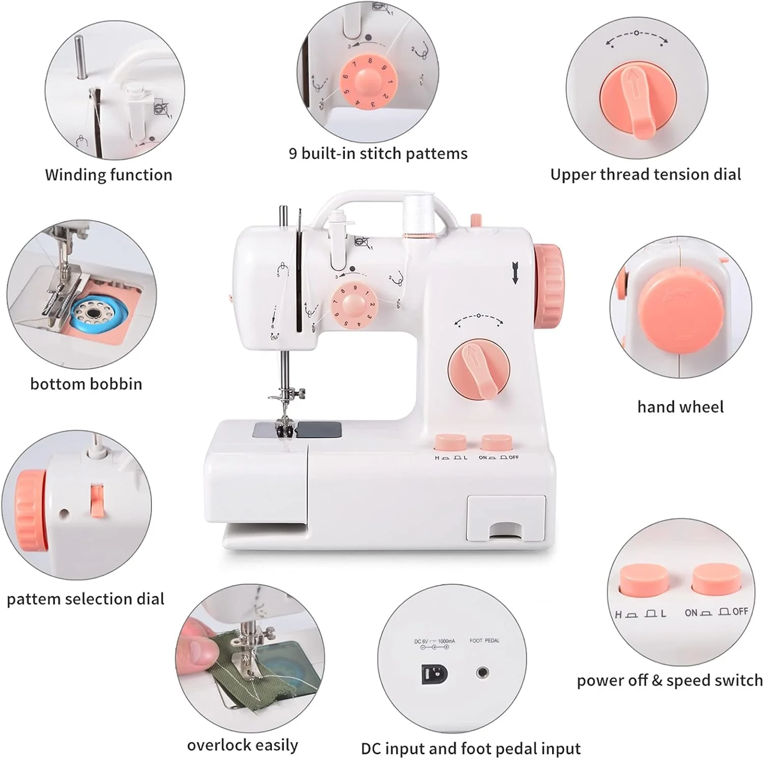 دستگاه خیاطی کوچک xYzlxtC، دستگاه های کوچک برقی دستی برای تعمیر و ساخت صنایع دستی، 2 سرعت با پدال پا، مناسب برای مبتدیان، خیاطی آسان، کیت گلدوزی دستی کوچک و بادوام دستگاه خیاطی کوچک xYzlxtC، دستگاه های کوچک برقی دستی برای تعمیر و ساخت صنایع دستی، 2 سرعت با پدال پا، مناسب برای مبتدیان، خیاطی آسان، کیت گلدوزی دستی کوچک و بادوام