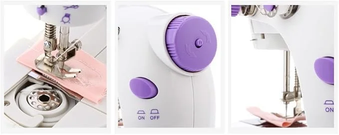 چرخ خیاطی برقی کوچک با میز کمکی، دو سرعته، پدال پایی، چراغ LED، قابل حمل چرخ خیاطی برقی کوچک با میز کمکی، دو سرعته، پدال پایی، چراغ LED، قابل حمل